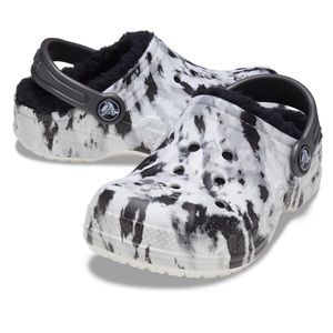 🩶 EUC 🩶 Crocs Baya Lined Tie-dye Graphic Clog White/Grey Big Kid Size C 11